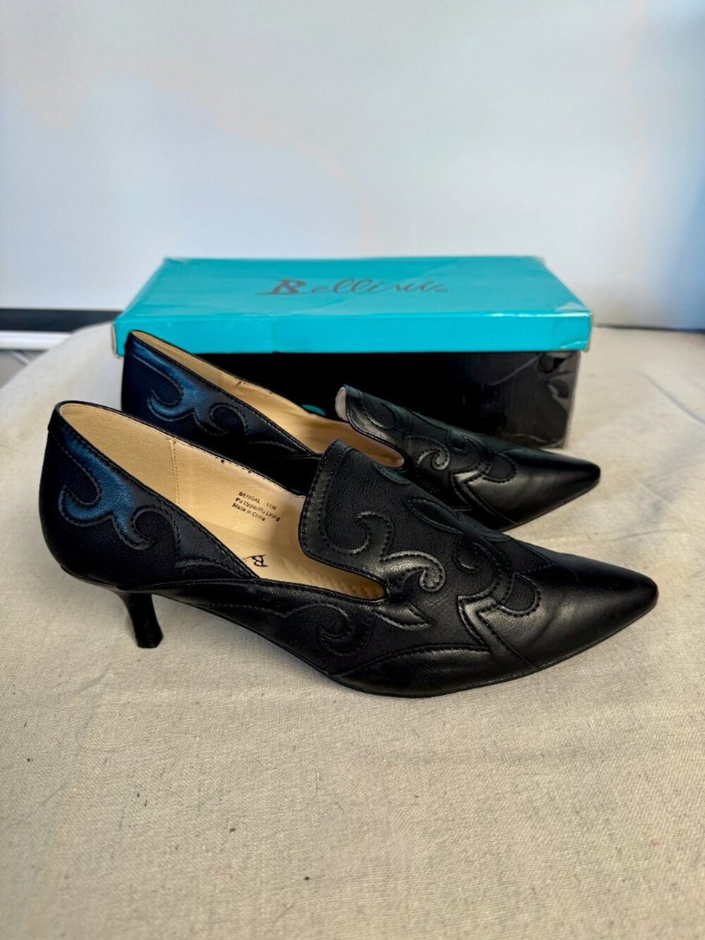 NIB 11 / 11W Black Bellini Bengal Women Dress Pump Shoes Swirls Swirled